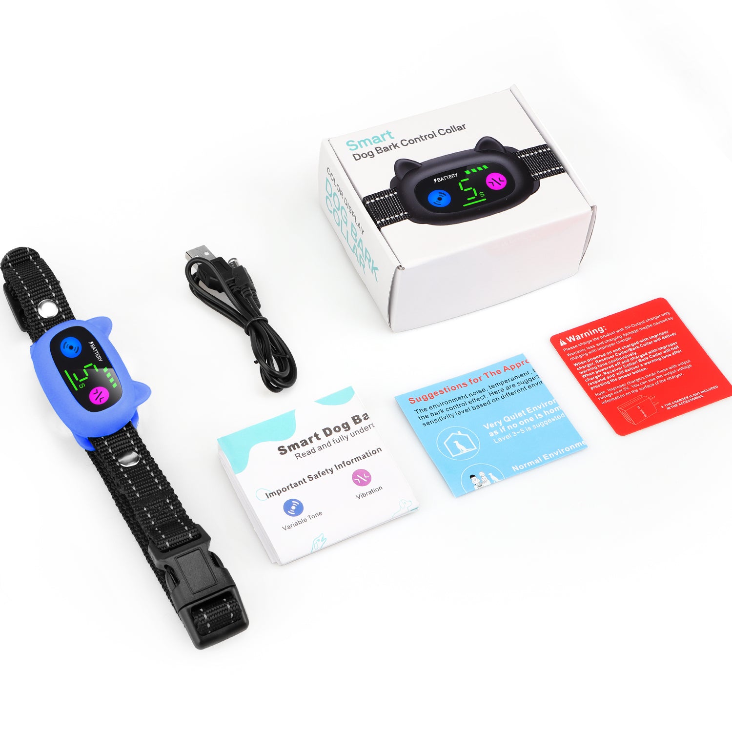 Cute Shaped No Shock Dog Bark Collar ,Blue