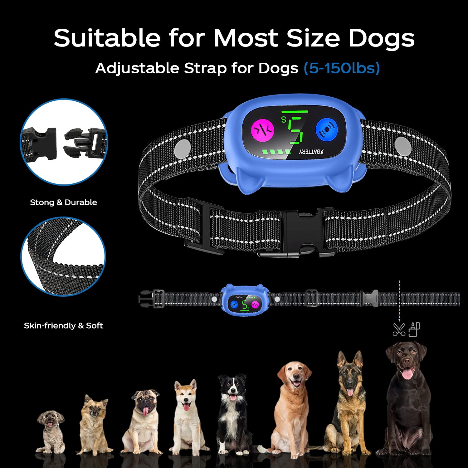 Cute Shaped No Shock Dog Bark Collar ,Blue