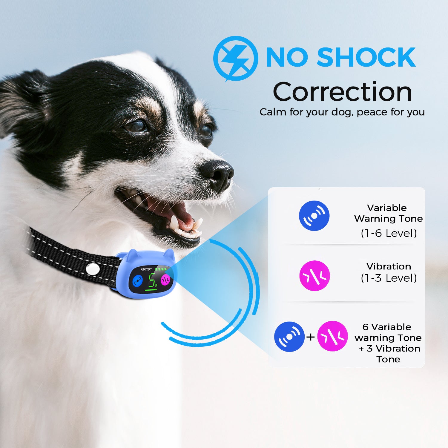 Cute Shaped No Shock Dog Bark Collar ,Blue