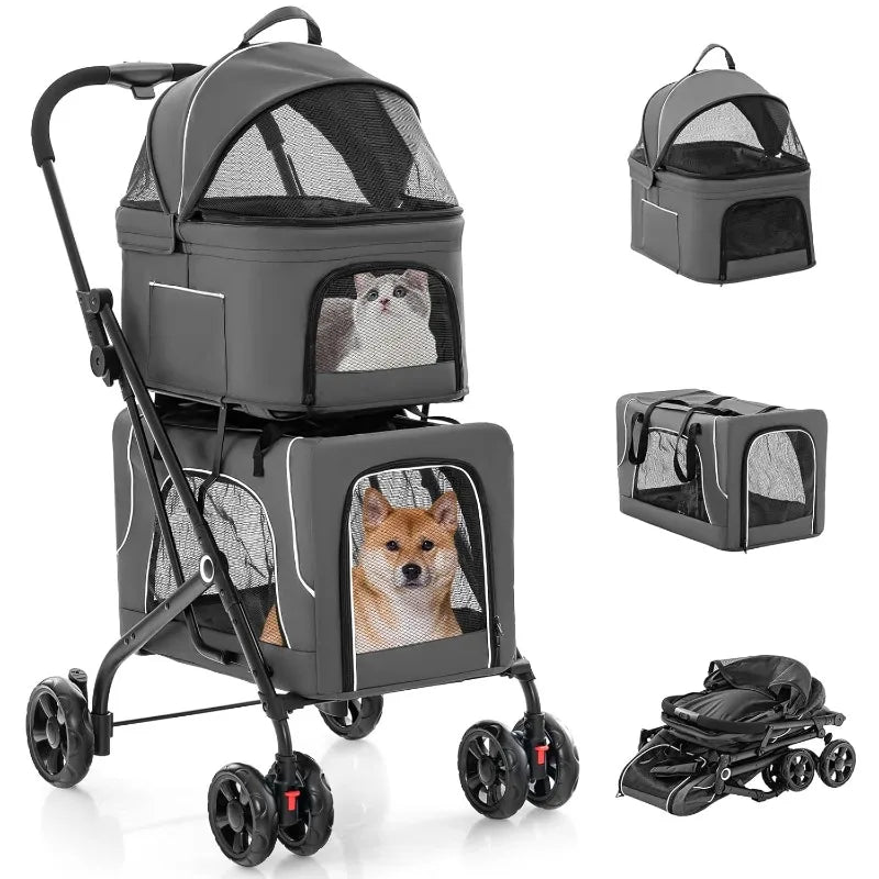 Pet Stroller for Dog and Cat, Folding Dog Stroller Small Medium Dogs