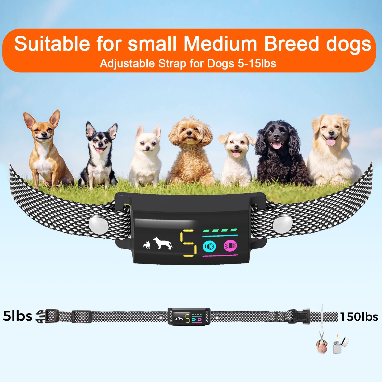 Dog Bark Collar, Rechargeable Waterproof No Shock Barking Collar