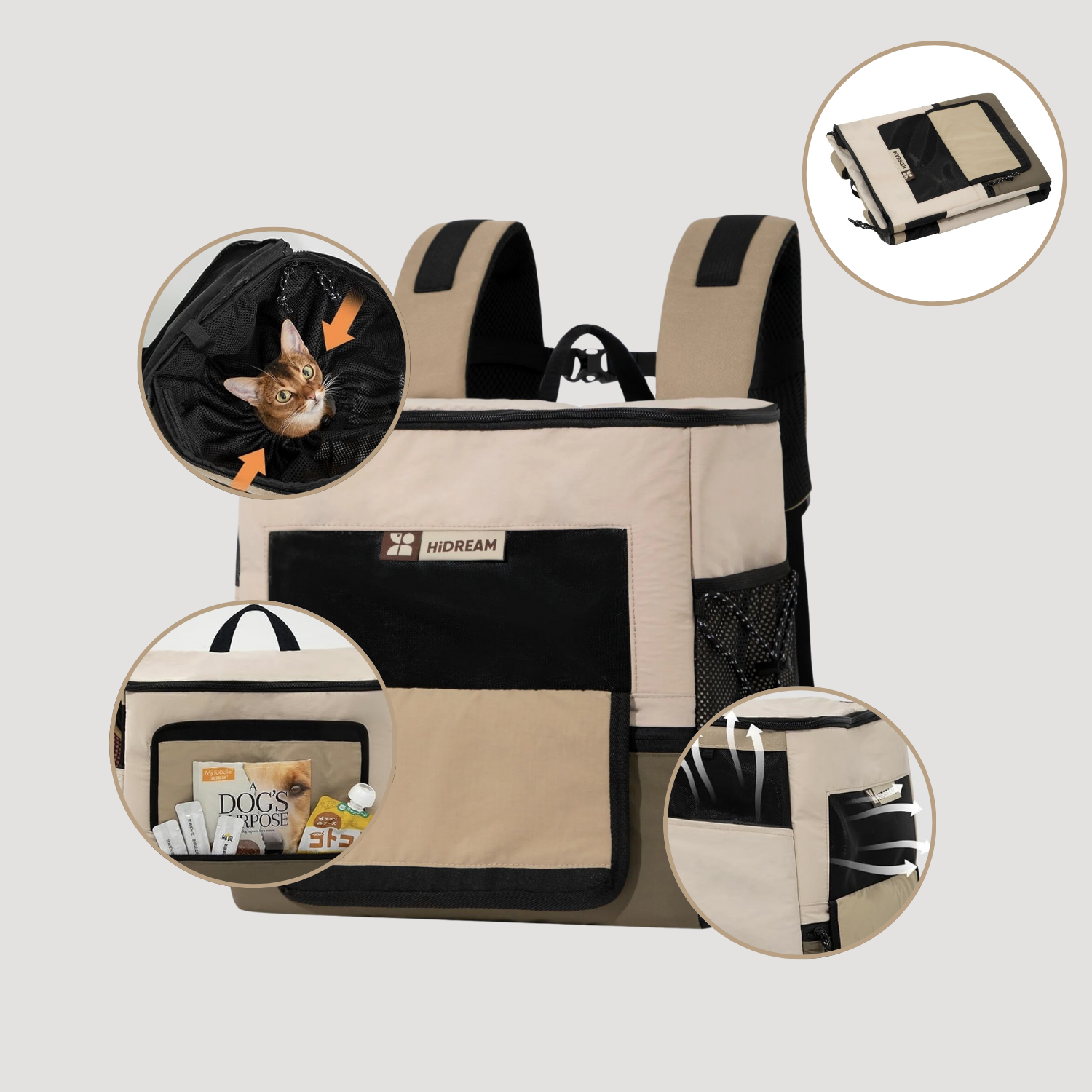 Pet Backpack Carrier with Hard Bottom Material