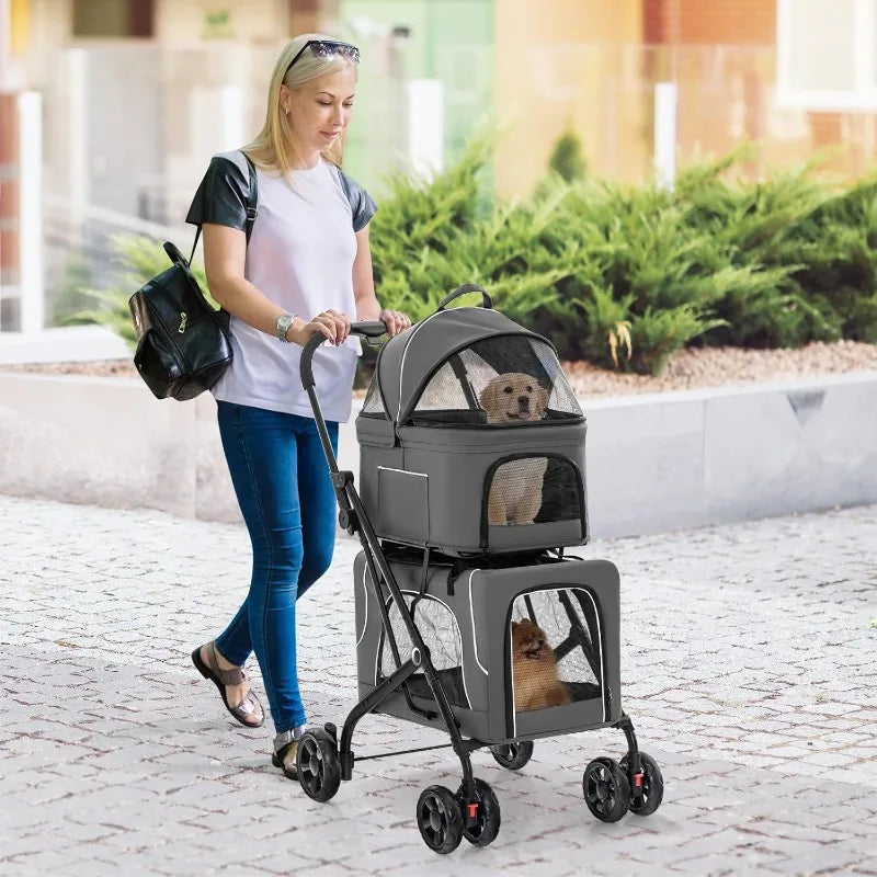 Pet Stroller for Dog and Cat, Folding Dog Stroller Small Medium Dogs