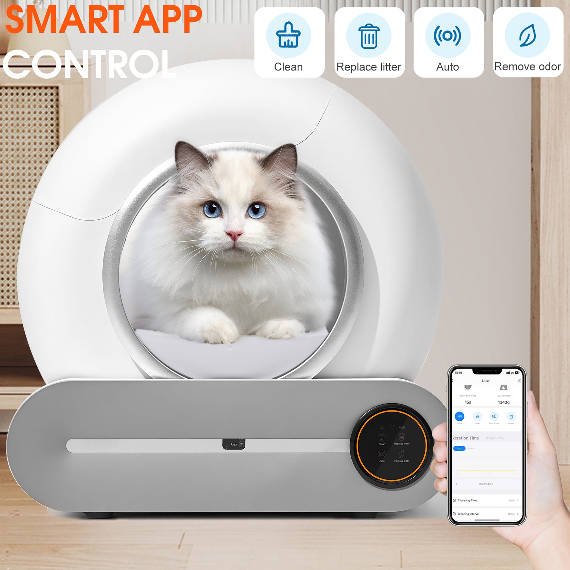 Automatic Self-Cleaning Cat Litter Box with APP Control