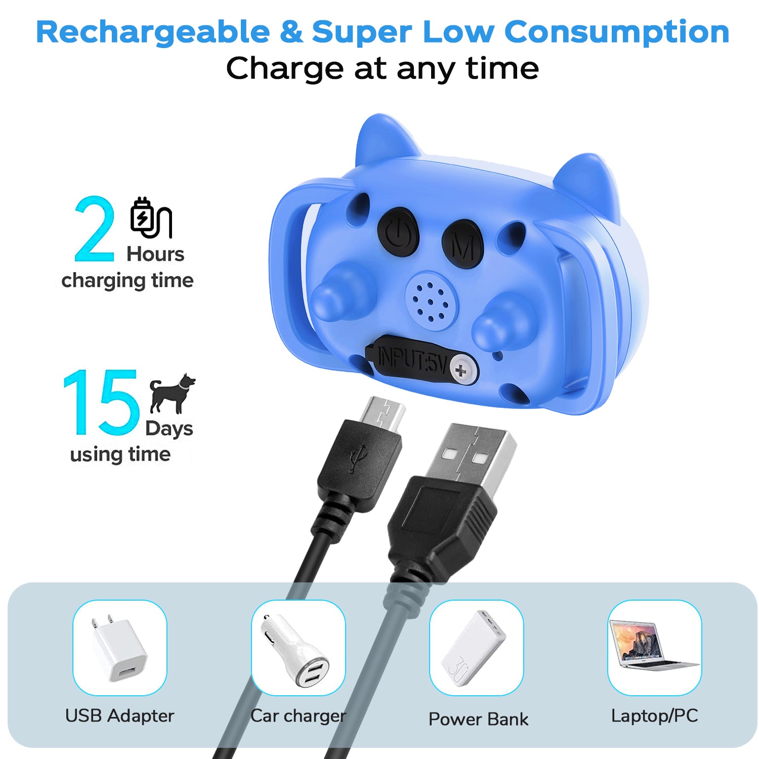 Cute Shaped No Shock Dog Bark Collar ,Blue