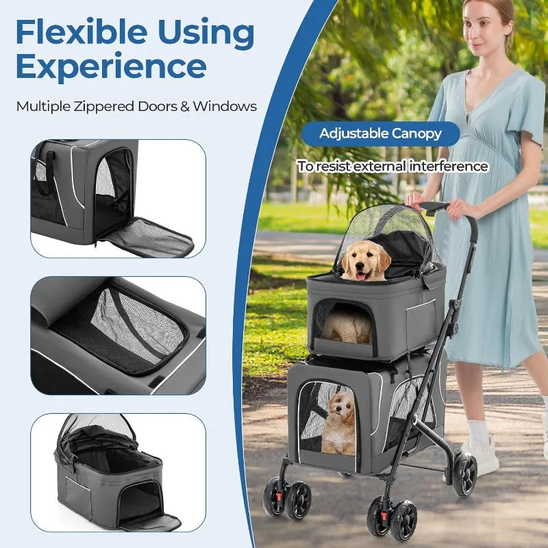 Pet Stroller for Dog and Cat, Folding Dog Stroller Small Medium Dogs