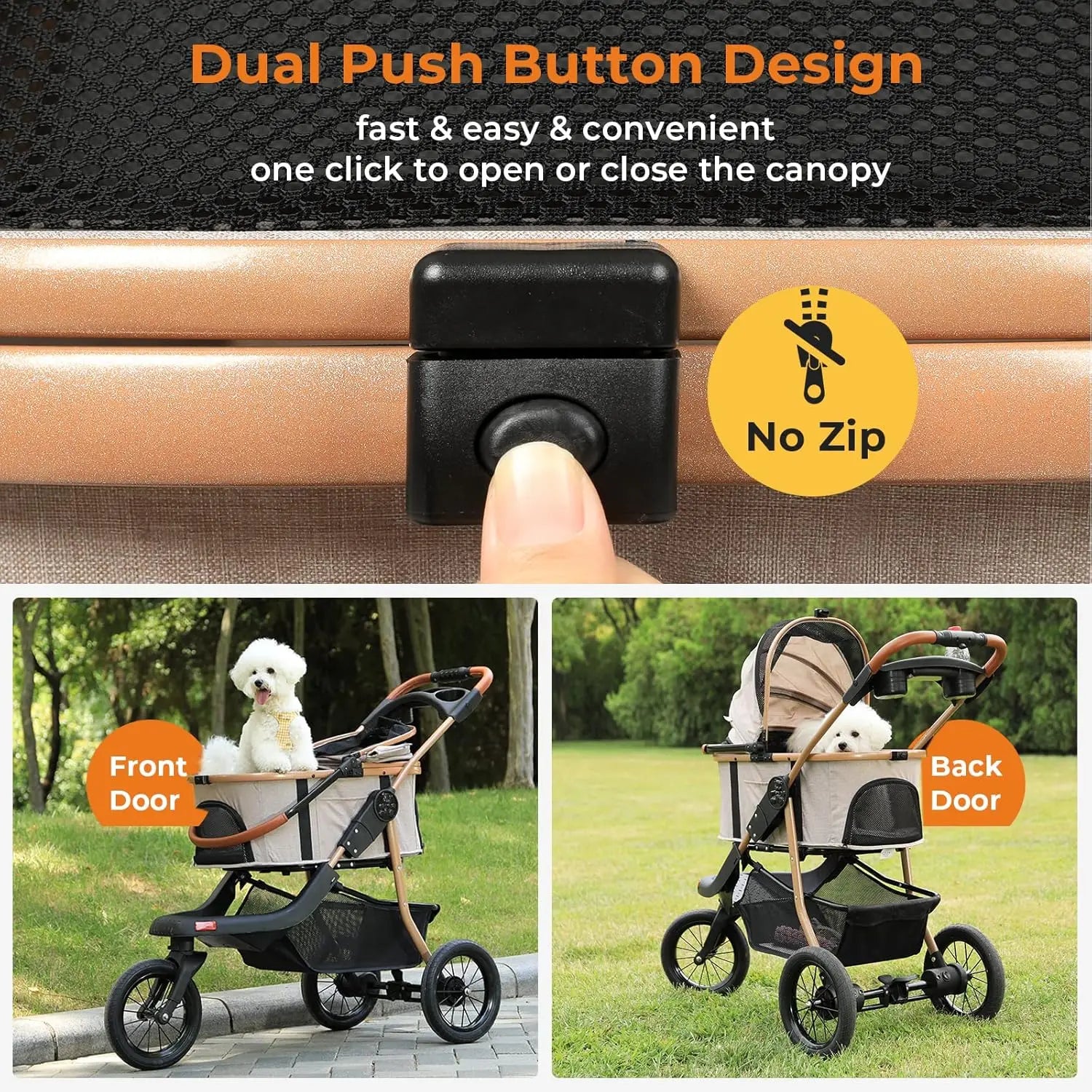 Premium 3-in-1 Pet Stroller for Cats and Dogs with Detachable Carrier