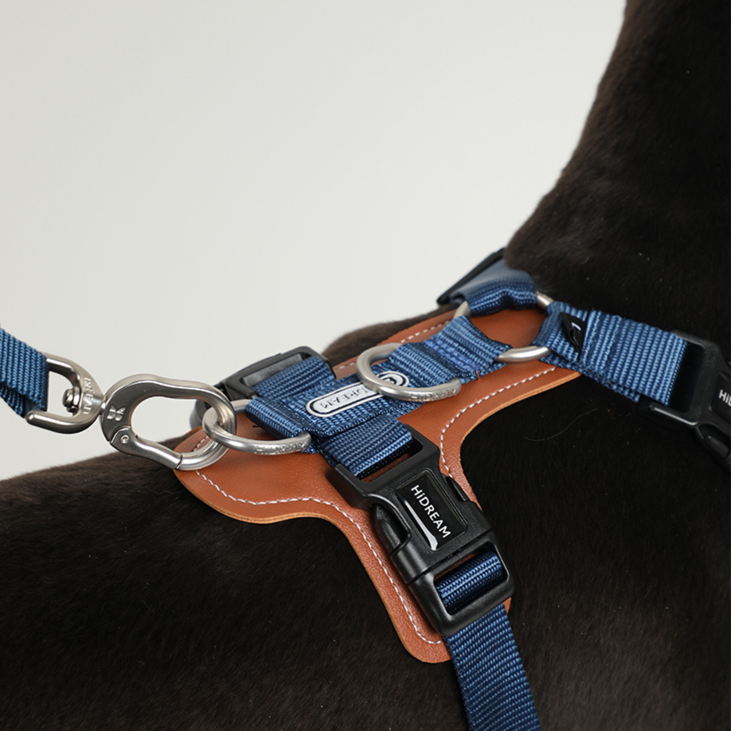 Leather Dog Harness for No Pulling with 2 Leash Clips