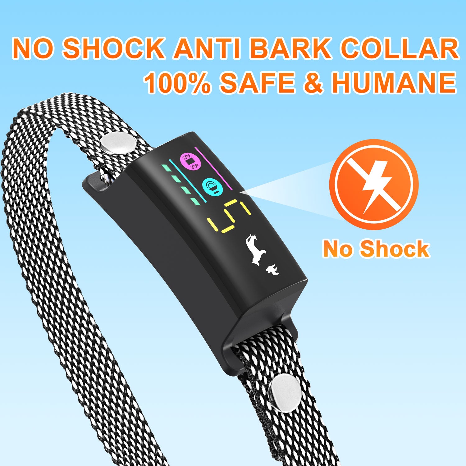 Dog Bark Collar, Rechargeable Waterproof No Shock Barking Collar