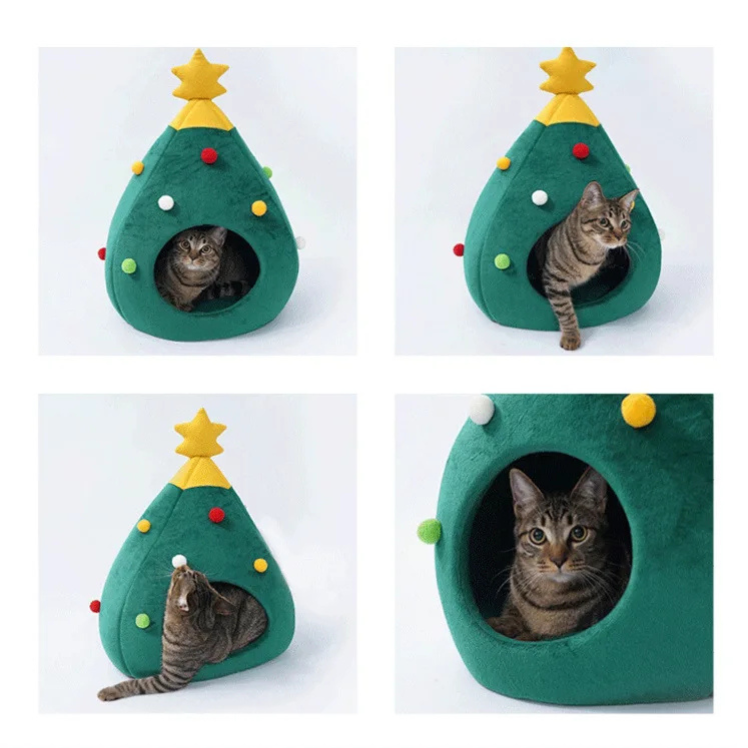 Washable Cave Bed Shape Christmas Tree Cat Nest